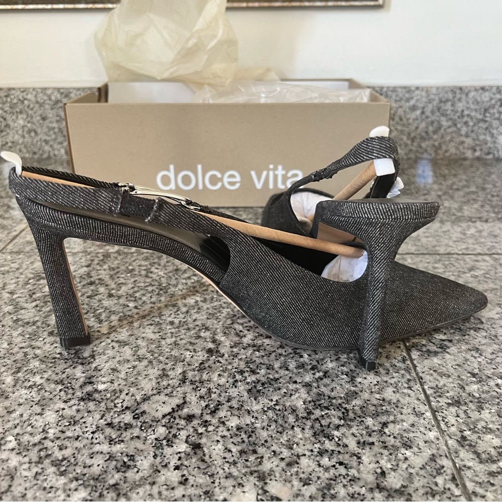 ❌SOLD❌ Dolce Vita Black Denim Heels - Picture 6 of 8